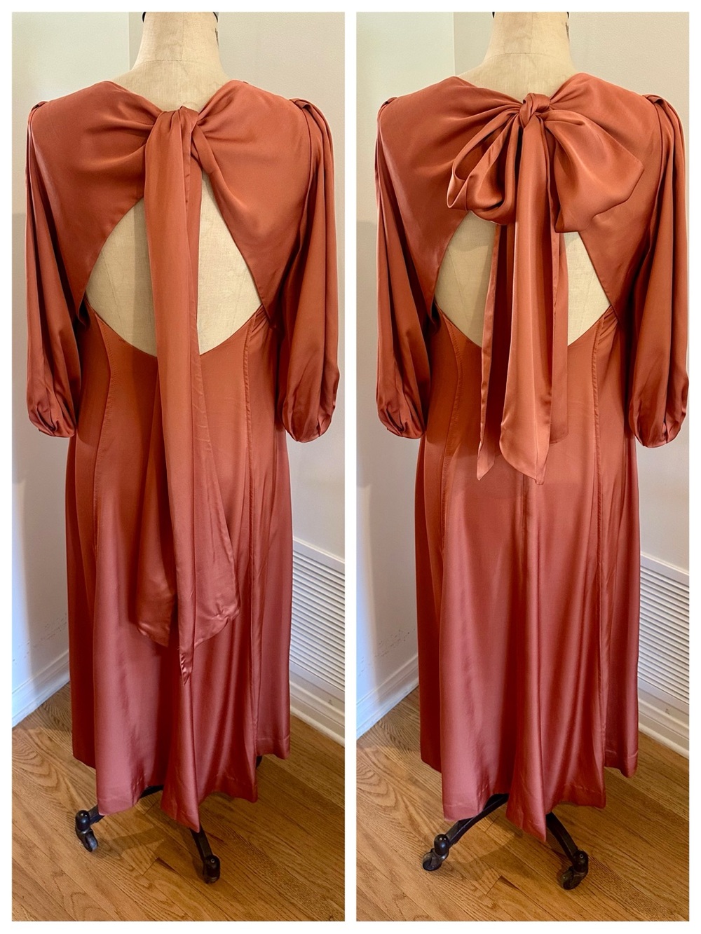 Rebecca Taylor Silky Charmeuse Open Back Dress in Auburn, Small (runs large) - Picture 7 of 10